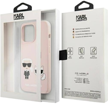 Etui Karl Lagerfeld Silicone Ikonik Karl&Choupette Magsafe do Apple iPhone 13/13 Pro Light Pink (3666339035143)