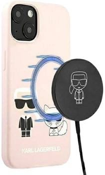 Etui Karl Lagerfeld Silicone Ikonik Karl&Choupette Magsafe do Apple iPhone 13 Light Pink (3666339035136)