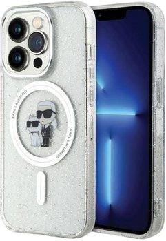 Etui Karl Lagerfeld Karl&Choupette Glitter MagSafe do Apple iPhone 14 Pro Transparent (3666339162733)