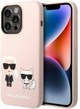 Etui Karl Lagerfeld Silicone Karl&Choupette Magsafe do Apple iPhone 14 Pro Light Pink (3666339078133)