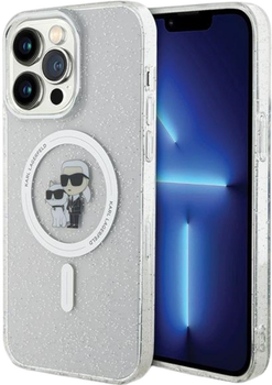 Etui Karl Lagerfeld Karl&Choupette Glitter MagSafe do Apple iPhone 14 Pro Max Transparent (3666339162740)