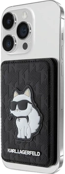 Панель Karl Lagerfeld Wallet Card Slot Stand Saffiano Monogram Choupette MagSafe Black (3666339170479)
