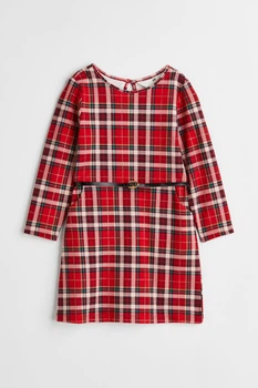 Платье с поясом красное в клетку H&M 98-104см (400093901)