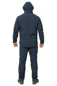 Костюм демисезонный мужской Soft shel на флисе темно синий меланж 46 куртка брюки ветро - влагонепроницаемый с воздухоотводным клапаном под мышками
