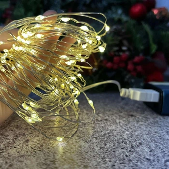Гирлянда Роса нить 50 Led 5 м золотой на USB G164-5