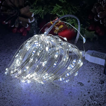 Гирлянда Роса нить 100 Led 10 м холодный белый на USB G165