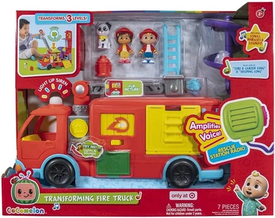 Игровой набор CoComelon Feature Vehicle Deluxe Transforming Fire Truck Пожарная машина-трансформер с аксессуарами (CMW0220)