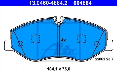 колодки тормозные дисковые, к-кт MERCEDES VITO W447 ATE (13046048842)