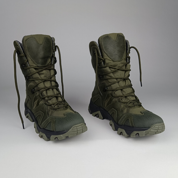 Зимові шкіряні берці Oksy Tactical на мембрані GORE-TEX черевики Olive розмір 45