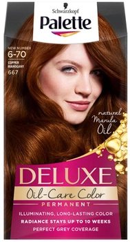 Trwała farba do włosów Palette Deluxe Oil-Care Color z mikroolejkami 667 (6-70) Copper Mahogany (3838824176871)