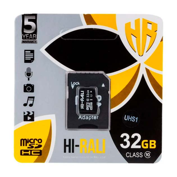 Карта пам'яті HI-RALI MicroSDHC 32GB UHS-1 10 Class з адаптером універсальний носій інформації внутрішня пам'ять портативних пристроїв