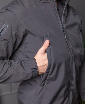 Мужской демисезонный Костюм полиция Softshell с Липучками под Шевроны черный Куртка и брюки S