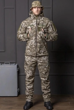 Чоловічий костюм демісезонний Softshell з Липучками під Шеврони піксель Куртка і штани M