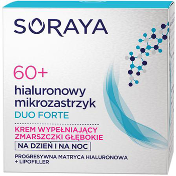 Krem do twarzy Soraya Hyaluronic Microinjection DUO FORTE 60+ wypełniający zmarszczki głębokie 50 ml (5901045074559)
