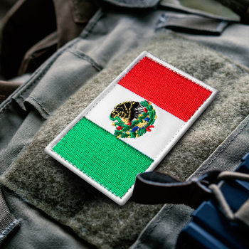 Набор шевронов 2 шт нашивка с липучкой Флаг Мексики 5х8 см, вышитый патч