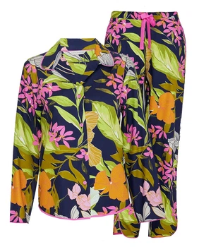 Піжама жіноча Cyberjammies Avery 0069-0070 26/6XL Синій з квітковим принтом (5051877507876)