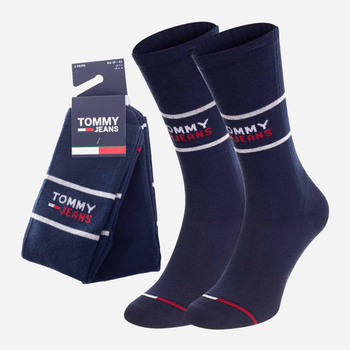 Набір чоловічих шкарпеток високих бавовняних Tommy Hilfiger 701218704002 43-46 2 пари Темно-синій (8720245292641)