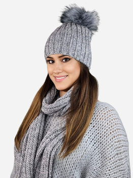 Комплект жіночий (шапка+шарф) Kamea K.22.261.05 One Size Світло-сірий (5903246771411)