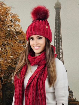 Комплект жіночий (шапка+шарф) Kamea K.23.211.21 One Size Червоний (5903246781861)