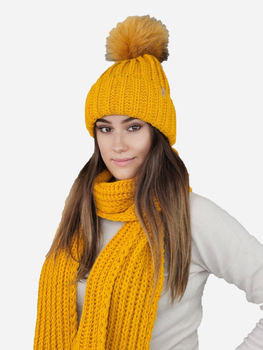 Комплект жіночий (шапка+шарф) Kamea K.23.211.25 One Size Жовтий (5903246781885)