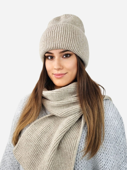 Комплект жіночий (шапка+шарф) Kamea K.23.232.03 One Size Бежевий (5903246783391)
