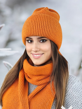 Komplet damski (czapka+szalik) Kamea K.23.232.27 One Size Pomarańczowy (5903246786460)