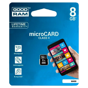 Карта памяти MicroSd 8Gb Good Ram без адаптера class 4 D100 пластик microSD 4 Мб/сек