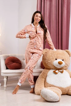 Женская пижама SweetJama с карманом на попе "Мишки" L (243006)