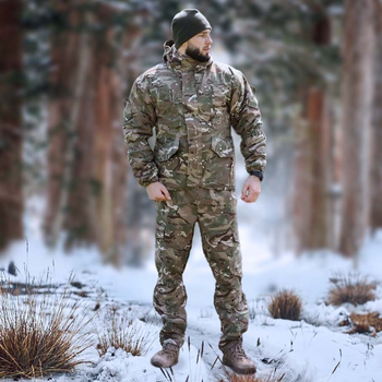 Зимний мужской костюм Рип-Стоп -20°C Утепленный бушлат и брюки Мультикам 50