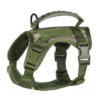 Шлея для котов и мелких собак Harness, тактический жилет с ручкой (35-48 см), Оливковый (093-GREEN)