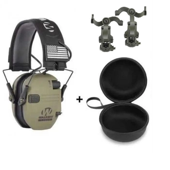 Активні навушники Walkers Razor з чохлом і кріпленнями OPS Core Чебурашки Оливковий (Kali) KL142 для активного динамічного приглушення звуку
