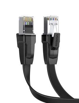 Патч корд Ugreen сетевой кабель 40 Гбит\с 2000 МГц Ethernet RJ45 Cat 8 плоский 1М Black (YM1153)