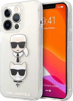 Панель CG Mobile Karl Lagerfeld Glitter Karls&Choupette для Apple iPhone 13/13 Pro Silver (3666339028756)