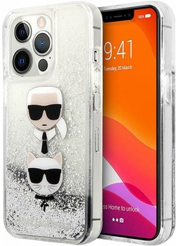 Панель CG Mobile Karl Lagerfeld Liquid Glitter Karl&Choupette Head для Apple iPhone 13/13 Pro Silver (3666339028916)