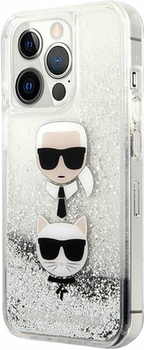 Etui CG Mobile Karl Lagerfeld Liquid Glitter Karl&Choupette Head do Apple iPhone 13/13 Pro Srebrny (3666339028916)