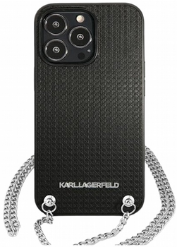 Etui CG Mobile Karl Lagerfeld Leather TextuCzerwony and Chain do Apple iPhone 13/13 Pro Czarny (3666339049942)