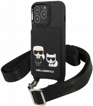 Панель CG Mobile Karl Lagerfeld Saffiano Karl&Choupette Embossed для Apple iPhone 13/13 Pro Black (3666339051716)