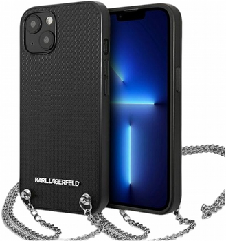 Etui CG Mobile Karl Lagerfeld Leather TextuCzerwony and Chain do Apple iPhone 13 mini Czarny (3666339049928)