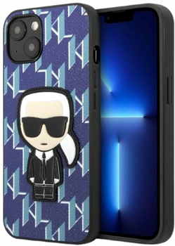 Etui CG Mobile Karl Lagerfeld Monogram Iconic Patch do Apple iPhone 13 mini Niebieski (3666339049485)