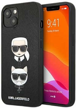 Etui CG Mobile Karl Lagerfeld Saffiano Karl&Choupette do Apple iPhone 13 mini Czarny (3666339028657)