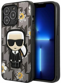 Etui CG Mobile Karl Lagerfeld Flower Iconic Karl do Apple iPhone 13 Pro Max Szary (3666339049478)