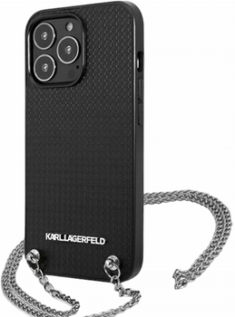 Etui CG Mobile Karl Lagerfeld Leather TextuCzerwony and Chain do Apple iPhone 13 Pro Max Czarny (3666339049959)