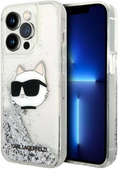Etui CG Mobile Karl Lagerfeld Glitter Choupette Head do Apple iPhone 14 Pro Srebrny (3666339086947)