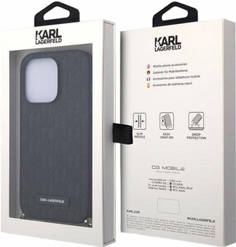 Etui CG Mobile Karl Lagerfeld Saffiano Monogram Chain do Apple iPhone 14 Pro Czarny (3666339122881)