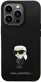 Etui CG Mobile Karl Lagerfeld Silicone Iconic Metal Pin do Apple iPhone 14 Pro Czarny (3666339165970)
