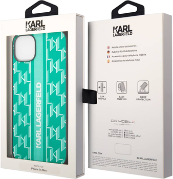 Etui CG Mobile Karl Lagerfeld Monogram Stripe do Apple iPhone 14 Plus Zielony (3666339084974)