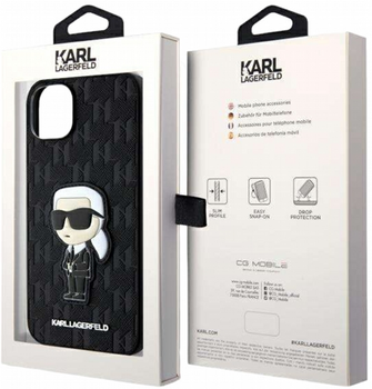 Etui CG Mobile Karl Lagerfeld Saffiano Monogram Iconic do Apple iPhone 14 Plus Czarny (3666339122553)