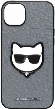 Etui CG Mobile Karl Lagerfeld Saffiano Choupette Head Patch do Apple iPhone 14 Plus Srebrny (3666339077006)