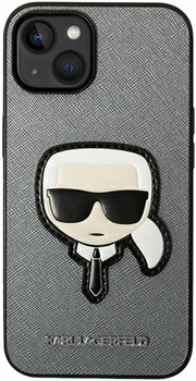 Etui CG Mobile Karl Lagerfeld Saffiano Karl Head Patch do Apple iPhone 14 Plus Srebrny (3666339077082)