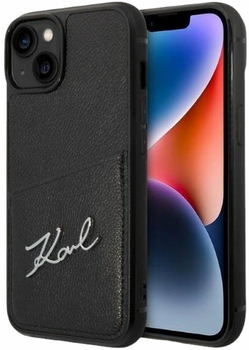 Etui CG Mobile Karl Lagerfeld Signature Logo Cardslot do Apple iPhone 14 Czarny (3666339094270)